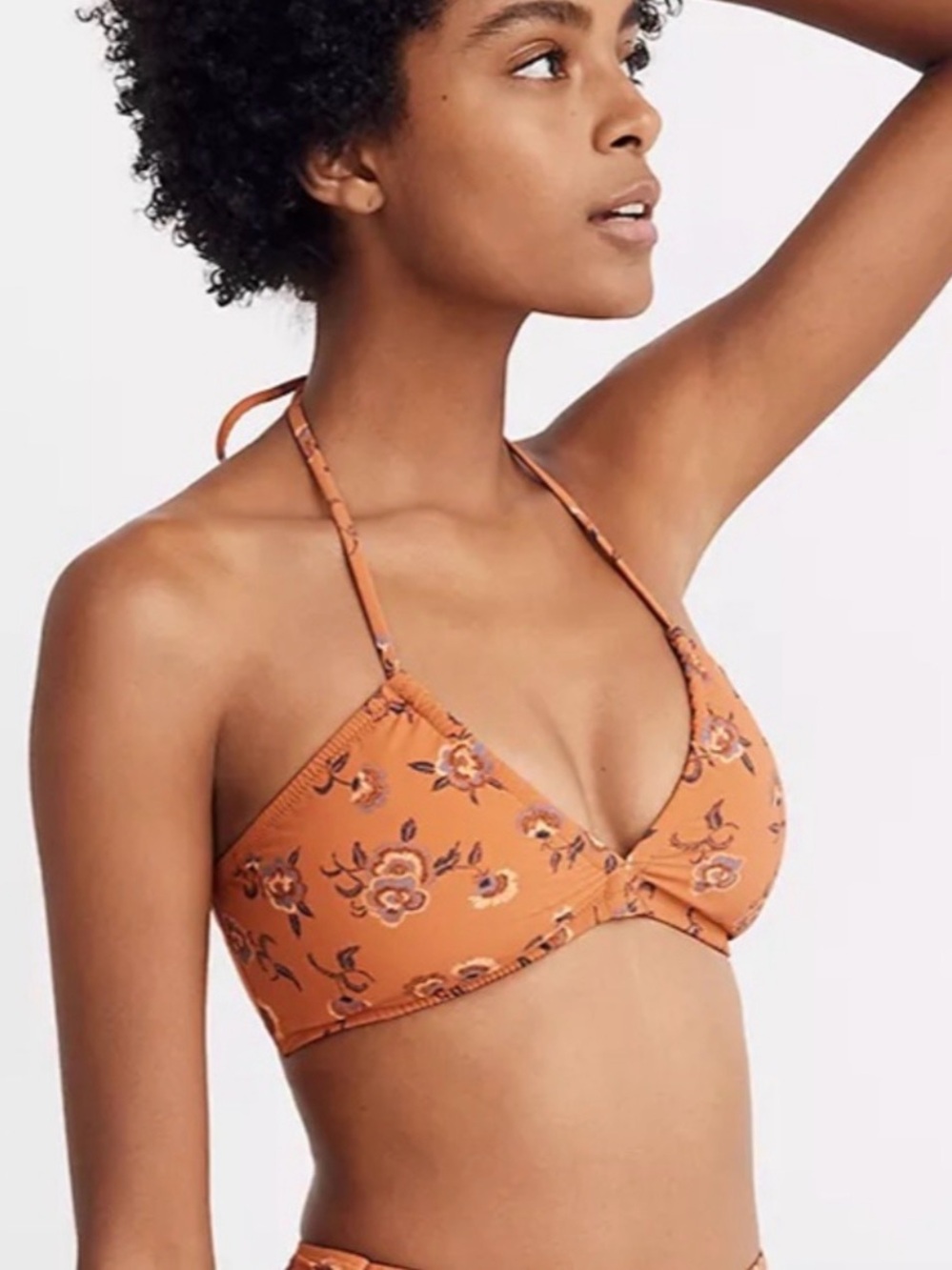 Madewell x Warm Orange Floral Bikini Top NWT Swimwear AI661